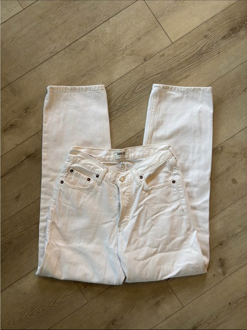AGOLDE White High-Rise Straight Jeans